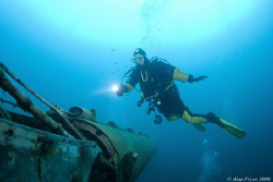 Christine on the Helicopter wreck Capernwray 5 degrees, N... by Alan Fryer 